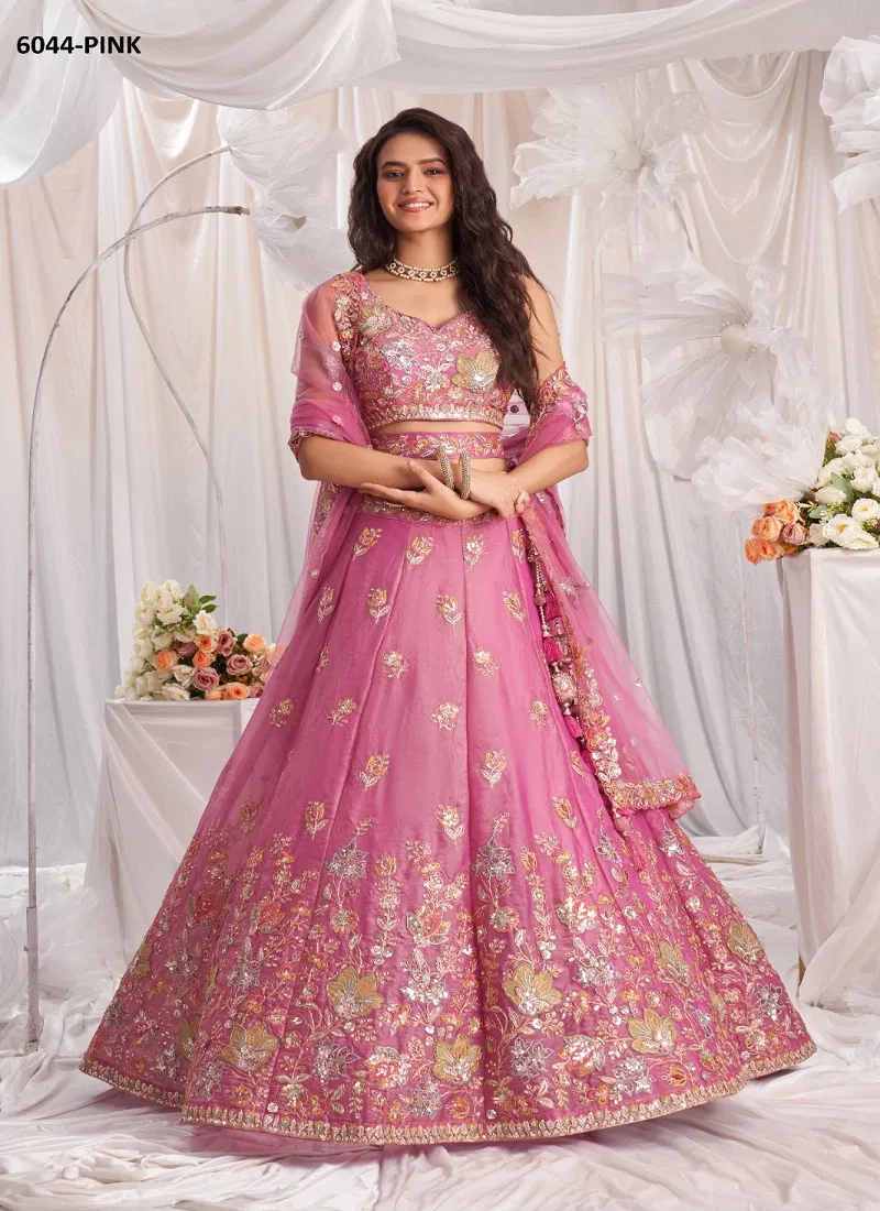 Pf 6044 Organza Lehenga Choli Wholesalers In Delhi